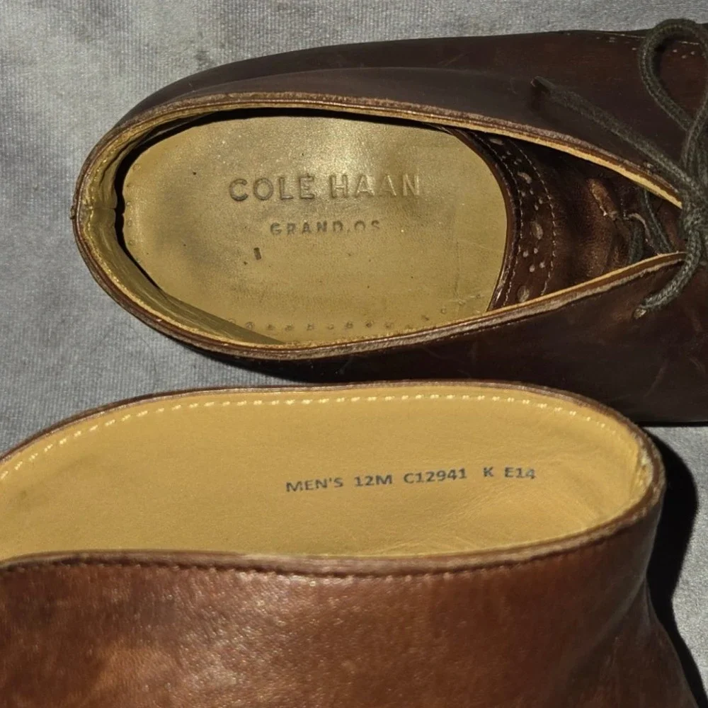 Cole Haan Chukka Boot Mens 12M Brown Leather Grand.OS Brogue C12941 Casual